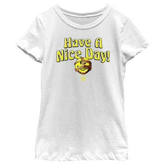 Girl's WWE Mankind Have a Nice Day Logo Graphic Tee White X Large