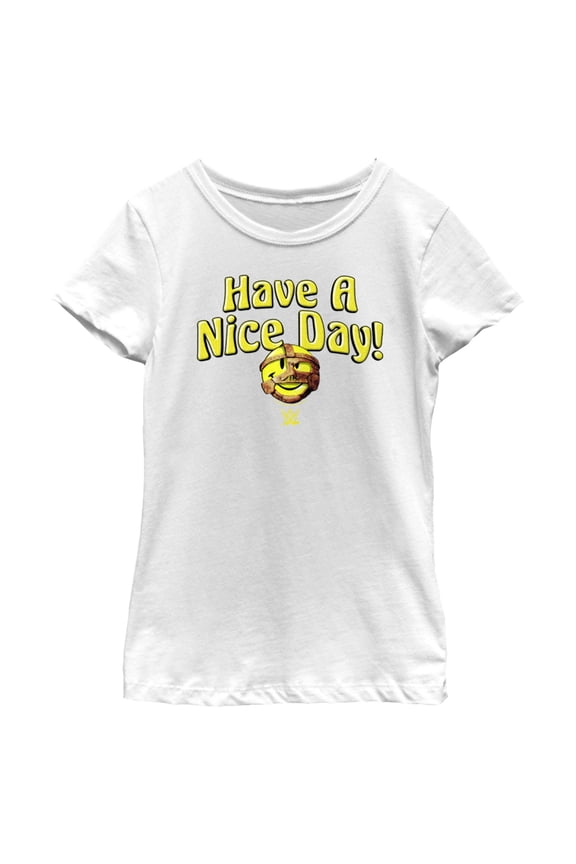 Girl's WWE Mankind Have a Nice Day Logo Graphic Tee White X Large
