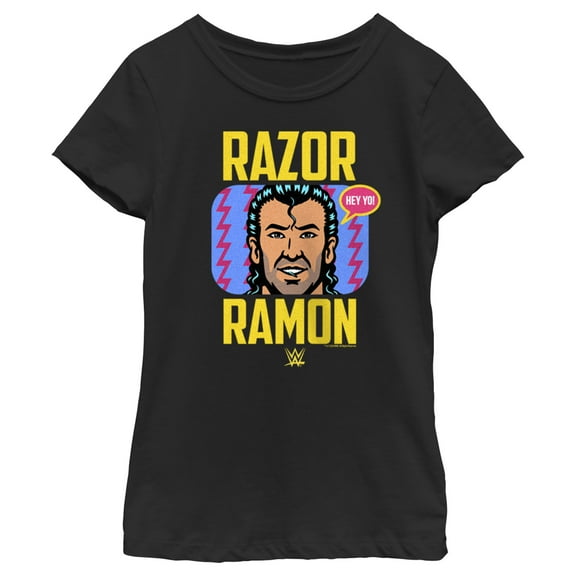 Girl's WWE Razor Ramon Comic  Graphic Tee Black Large