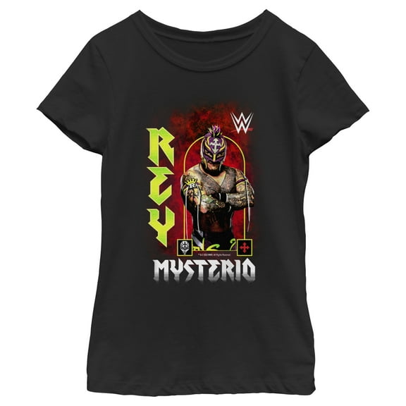 Girl's WWE Rey Mysterio Poster Graphic Tee Black Small