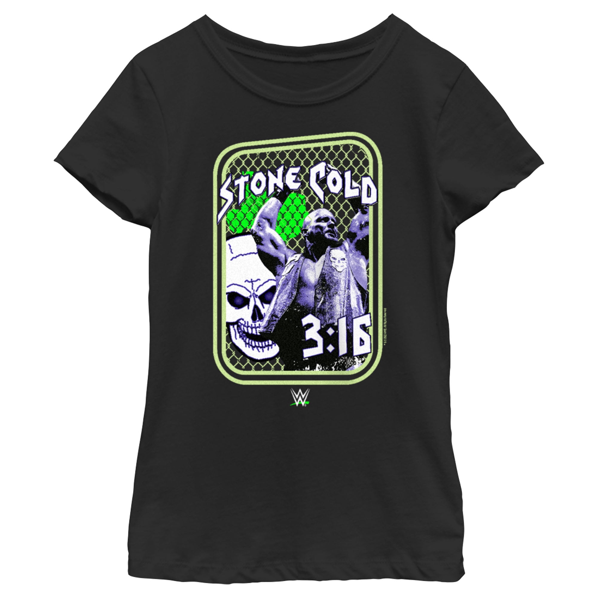 Girl's WWE Stone Cold Steve Austin 3:16 Collage Graphic Tee Black Large ...