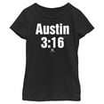 thumbnail image 1 of Girl's WWE Stone Cold Steve Austin 3:16 White Logo Graphic Tee Black Large, 1 of 4