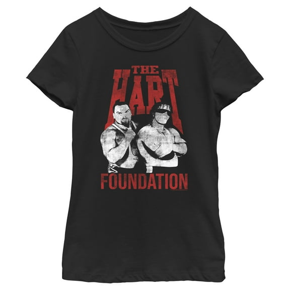 Girl's WWE The Hart Foundation  Graphic Tee Black Medium