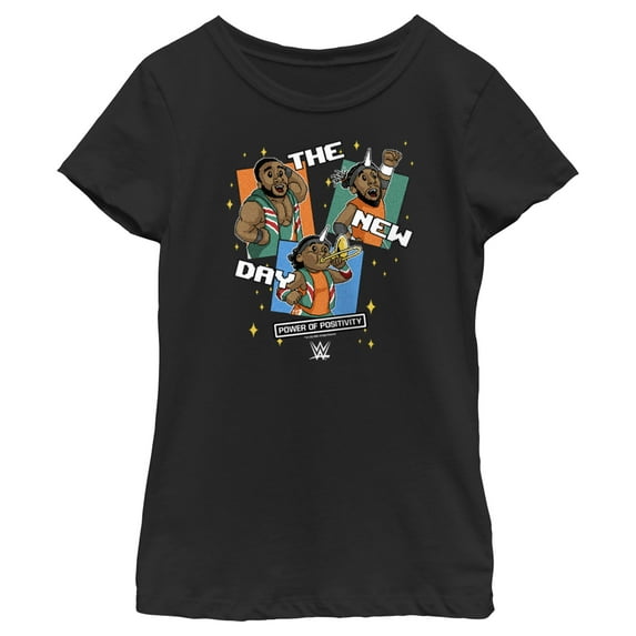 Girl's WWE The New Day Animated Graphic Tee Black Large