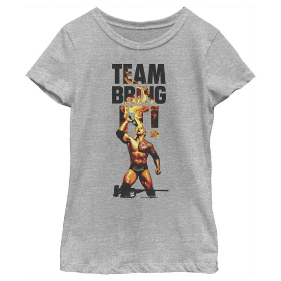 Girl's WWE The Rock Team Bring It Graphic Crop T-Shirt Athletic Heather Medium
