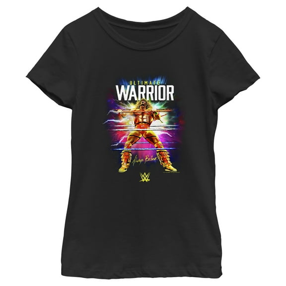 Girl's WWE Ultimate Warrior Always Believe Electric Ropes  Graphic Tee Black X Large