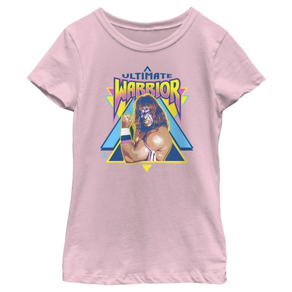 Girl's WWE Ultimate Warrior Photo  Graphic Tee Light Pink Medium