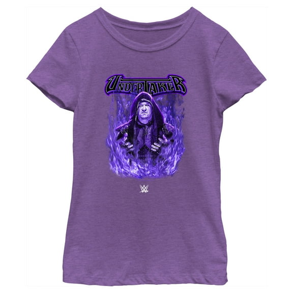Girl's WWE Undertaker Purple Flames  Graphic Tee Purple Berry Medium