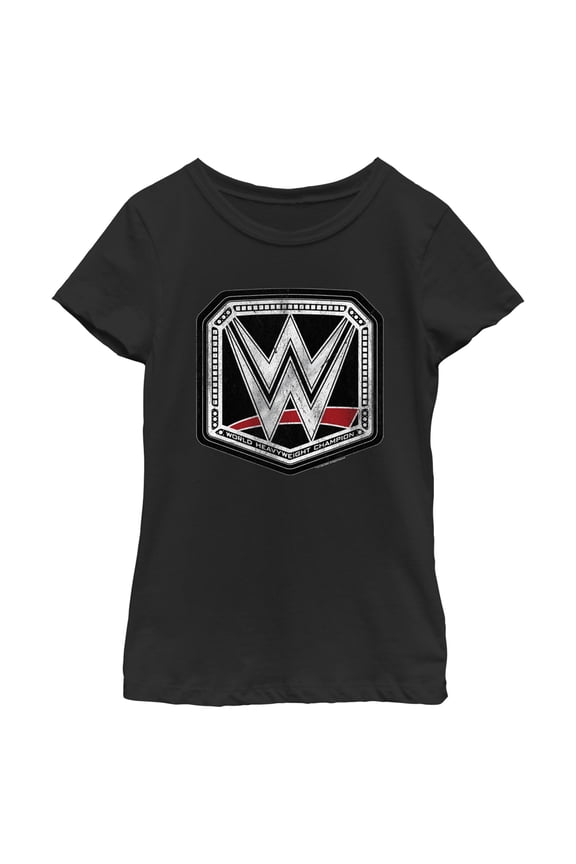 Girl's WWE World Heavyweight Champion Logo Graphic Tee Black Medium
