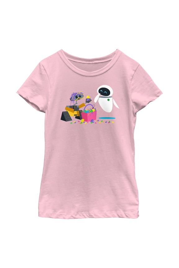Girl's Wall-E Easter Basket Fun Graphic Tee Light Pink X Small