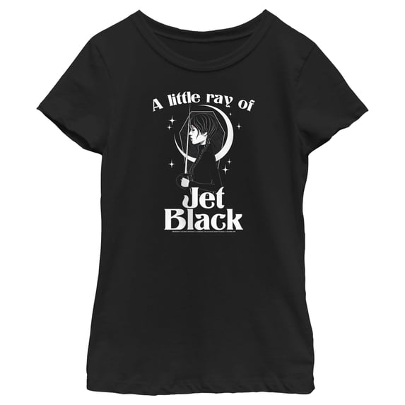 Girl's Wednesday A Little Ray of Jet Black Graphic Tee Black X Small