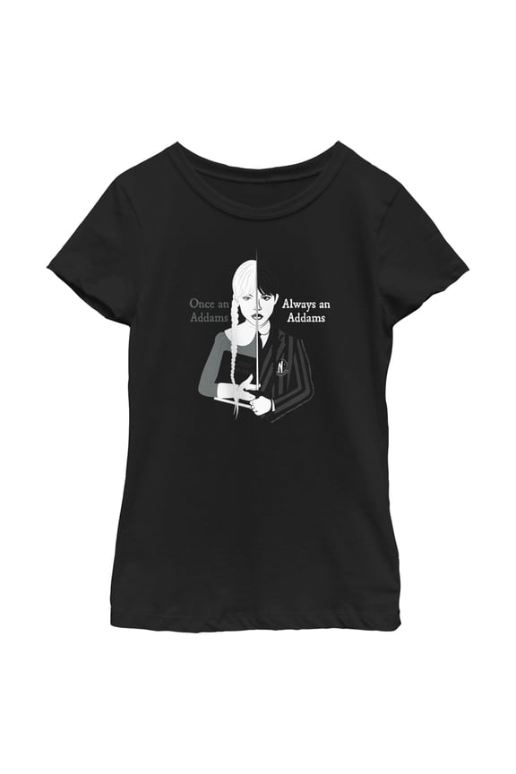Girl's Wednesday Always an Addams Graphic Tee Black Large