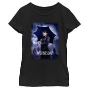 Girls Wednesday Character Poster Graphic Tee Black Large