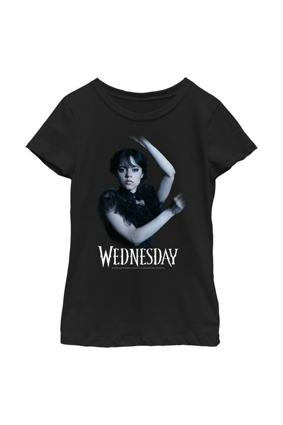 Girl's Wednesday Classic Dance Scene Logo  Graphic Tee Black X Large