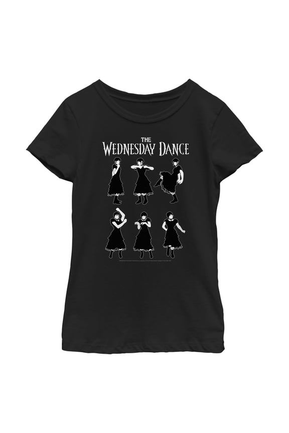 Girl's Wednesday Dance Moves Graphic Tee Black Large