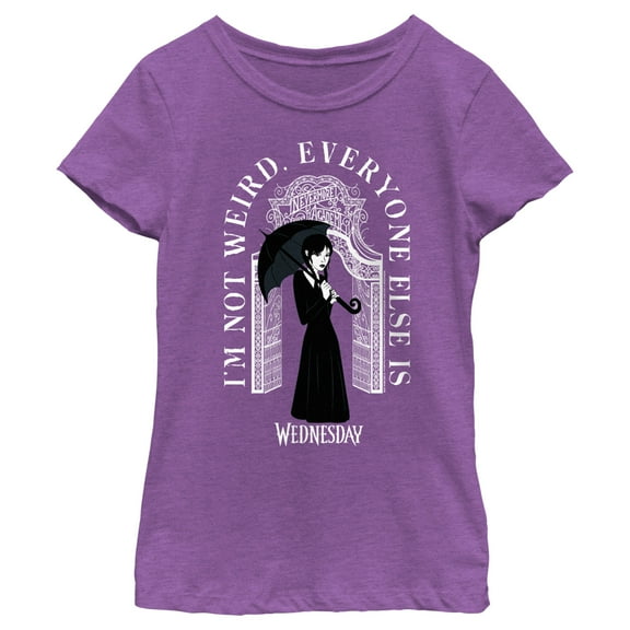 Girl's Wednesday I'm Not Weird, Everyone Else Is  Graphic Tee Purple Berry Medium