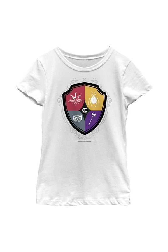 Girl's Wednesday Icons Crest  Graphic Tee White Small