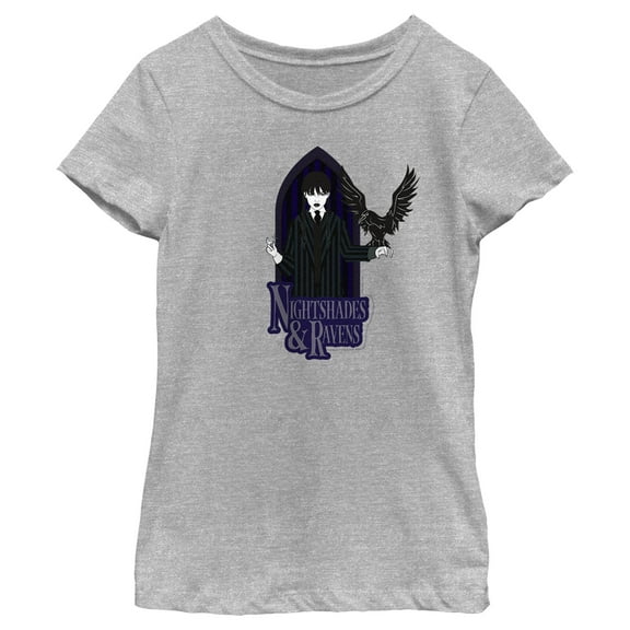 Girl's Wednesday Nightshades & Ravens  Graphic Tee Athletic Heather Small
