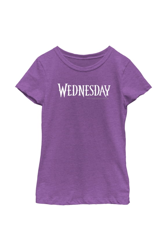 Girl's Wednesday Simple Logo Graphic Tee Purple Berry Small