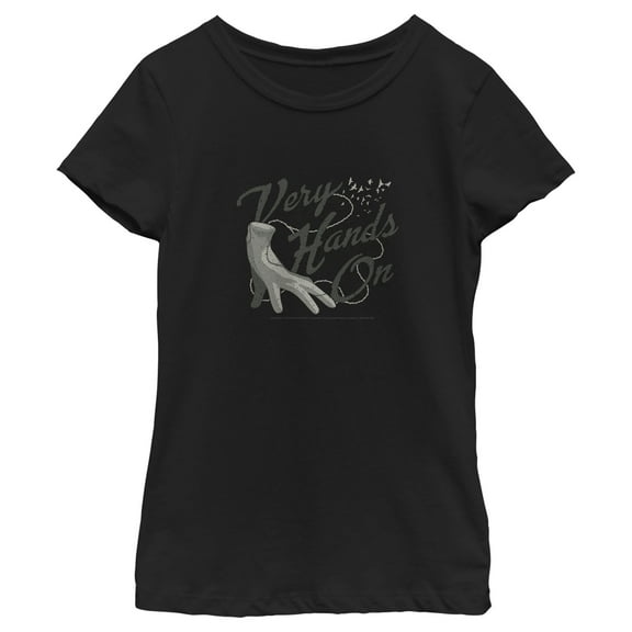 Girl's Wednesday Thing Very Hands On  Graphic Tee Black X Large