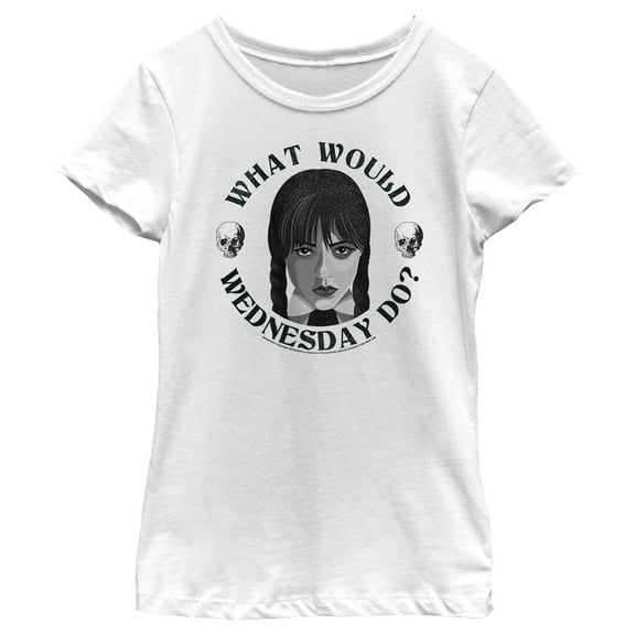 Girl's Wednesday What Would Wednesday Do?  Graphic Tee White Large