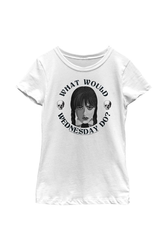 Girl's Wednesday What Would Wednesday Do? Graphic Tee White Large