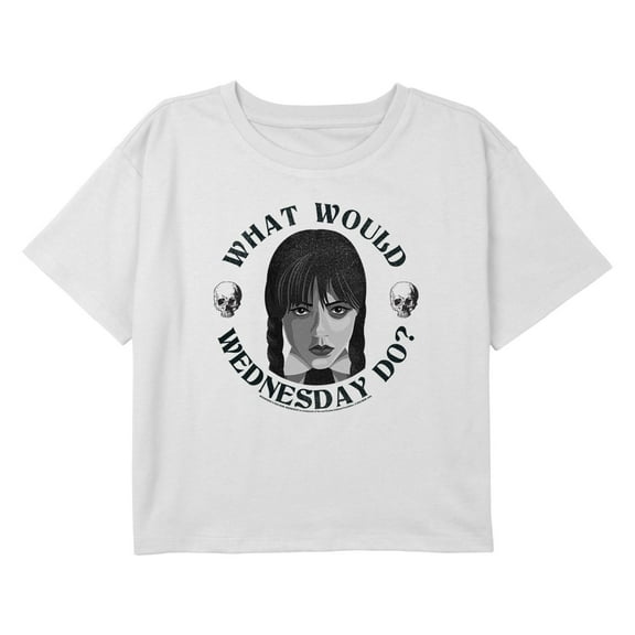 Girl's Wednesday What Would Wednesday Do? Portrait Graphic Cropped T-Shirt