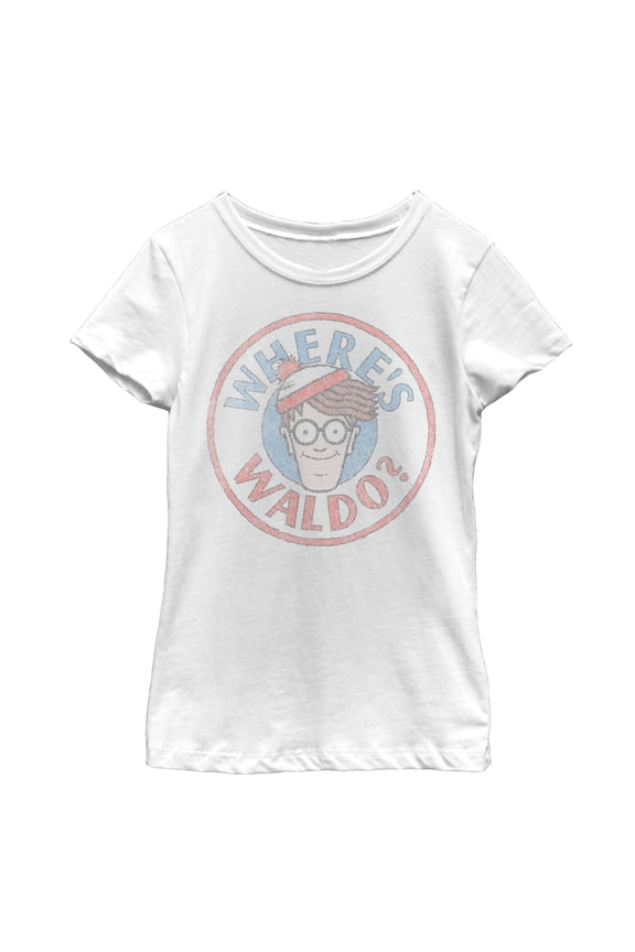 Girl's Where's Waldo Retro Character Circle Graphic Tee White Large