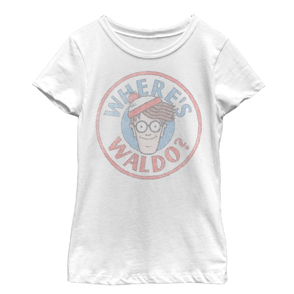 Girl's Where's Waldo Retro Character Circle Graphic Tee White Medium