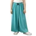 thumbnail image 1 of Girl's Wide Leg Cotton Trousers Elastic High Waist Casual Palazzo Pants Cute Bow Summer Vacation Outfits Comfy Travel Bottoms, 1 of 5
