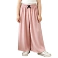 thumbnail image 1 of Girl's Wide Leg Cotton Trousers Elastic High Waist Casual Palazzo Pants Cute Bow Summer Vacation Outfits Comfy Travel Bottoms, 1 of 5