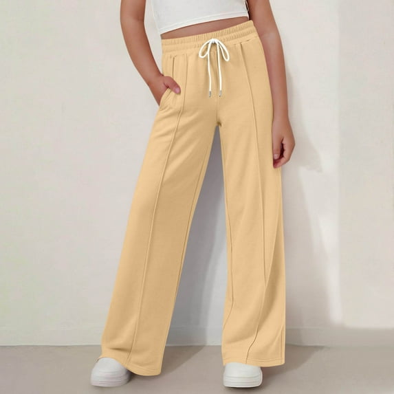 Girl's Wide Leg Sweatpants Casual Vintage Wide Leg Comfortable Loose Casual Travel Pants Trousers Lounge Pants