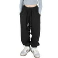 thumbnail image 1 of Girl's Wide Leg Sweatpants Loose Fit Skateboard Denim Pants Streetwear Soft Casual Wide Leg Baggy Sweatpants Lounge Pants, 1 of 1