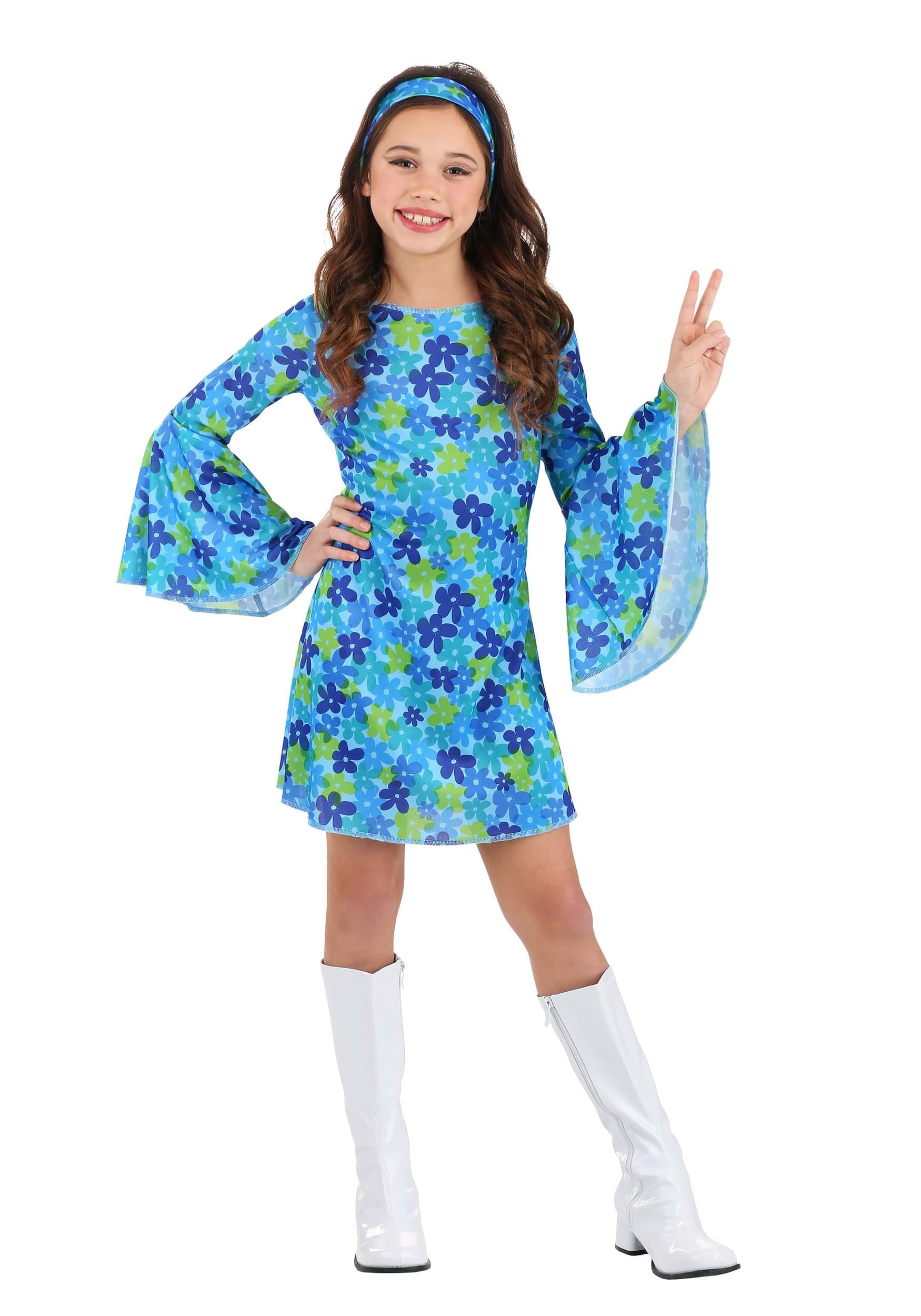 Girl's Wild Flower 70's Disco Dress Costume - Walmart.com