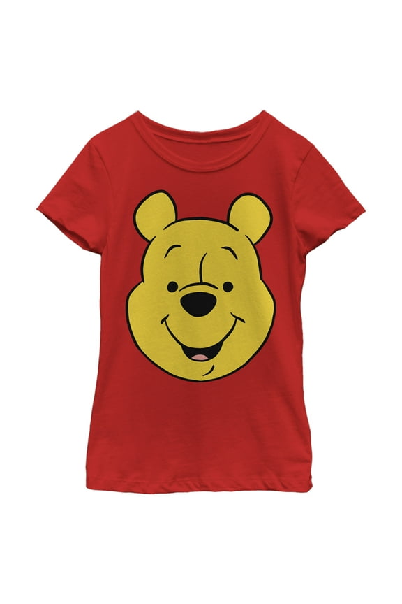 Girl's Winnie the Pooh Bear Big Face Graphic Tee Red Large