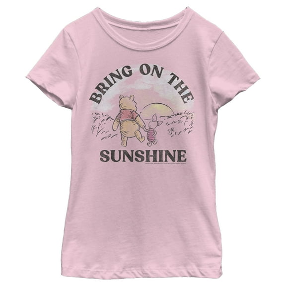 Girl's Winnie the Pooh Bring on the Sunshine  Graphic Tee Light Pink Large