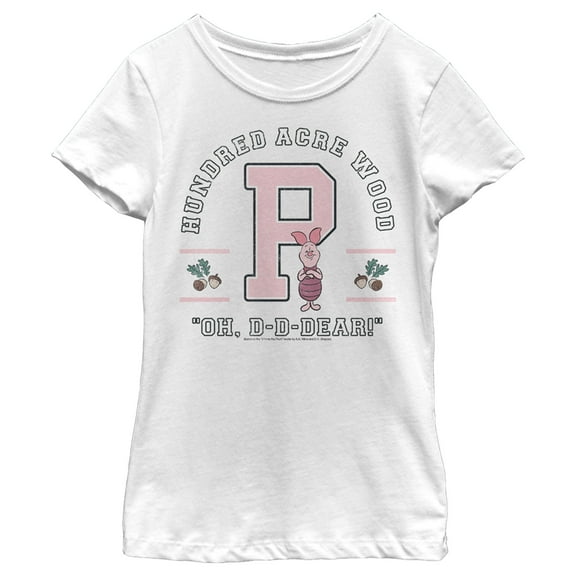 Girl's Winnie the Pooh Collegiate Piglet  Graphic Tee White X Small