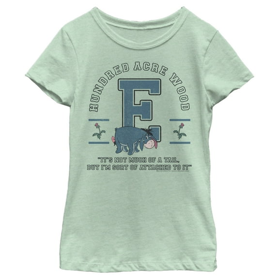 Girl's Winnie the Pooh Eeyore Jersey  Graphic Tee Mint Medium