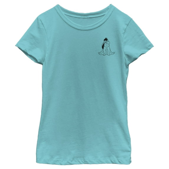Girl's Winnie the Pooh Eeyore Pocket Sketch Graphic Tee Tahiti Blue X Small