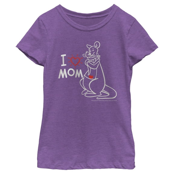 Girl's Winnie the Pooh Kanga and Roo I Love Mom Graphic Tee Purple Berry X Small