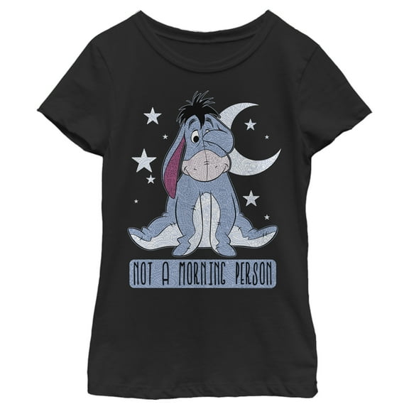 Girl's Winnie the Pooh Not a Morning Person Graphic Tee Black Large
