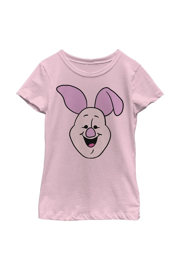 Girl's Winnie the Pooh Piglet Big Face Graphic Tee Light Pink Small