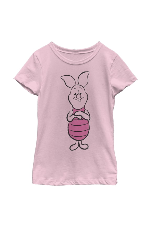 Girl's Winnie the Pooh Piglet Sketch Graphic Tee Light Pink Medium