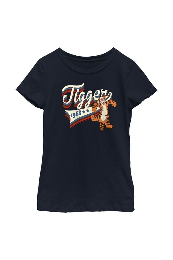 Girl's Winnie the Pooh Red, White, and Blue Tigger Graphic Tee Navy Blue X Large
