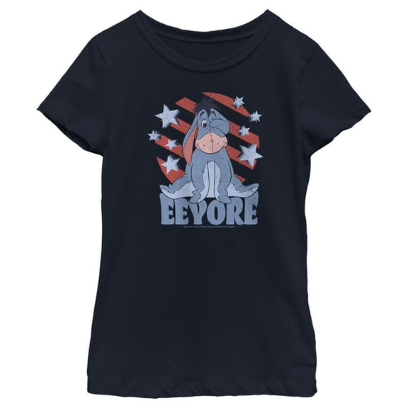 Girl's Winnie the Pooh Star-Spangled Eeyore  Graphic Tee Navy Blue X Small