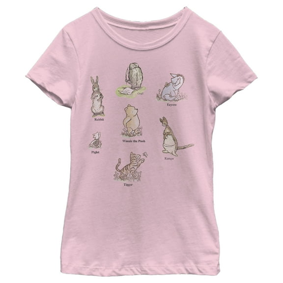 Girl's Winnie the Pooh Storybook Character Posters  Graphic Tee Light Pink X Small