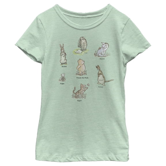 Girl's Winnie the Pooh Storybook Character Posters Graphic Tee Mint X Large