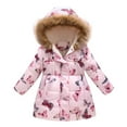 Girl's Winter Coat Jacket Hooded Kids Toddler Flower Print Parka
