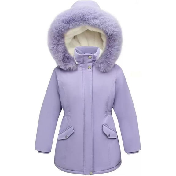 4-11Y Girl's Winter Coat Long Waterproof Kids Outerwear Warm Parka Puffer Jacket with Hood