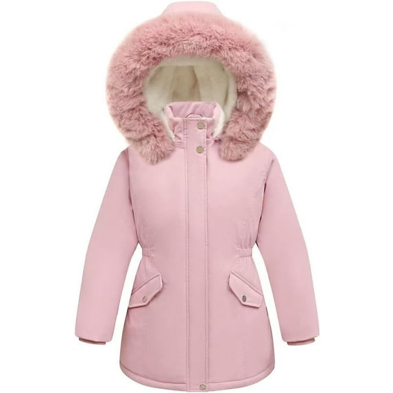 4-11Y Girl's Winter Coat Long Waterproof Kids Outerwear Warm Parka Puffer Jacket with Hood